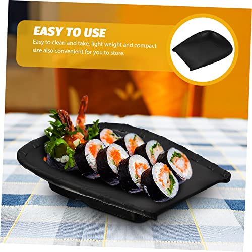 Plato decorativo para sushi negro mate de melamina miniatura 7
