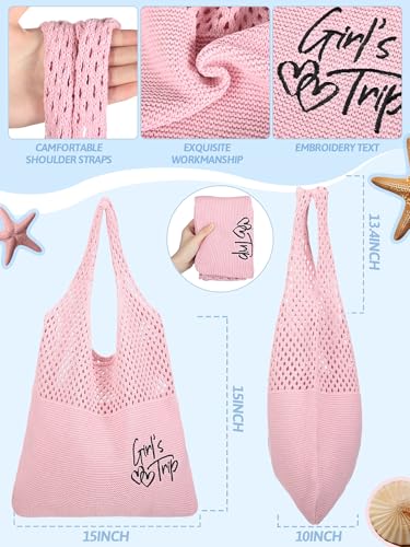 Patelai 4 Piezas Bolsas Tote de Malla Bordadas para Playa miniatura 2