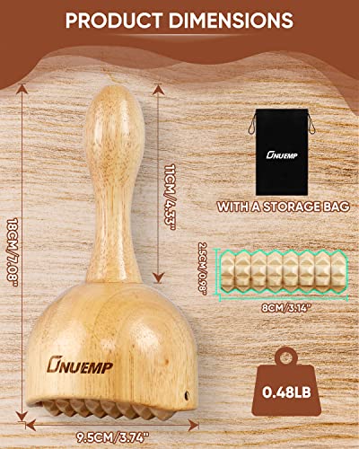 ONUEMP Wooden Therapy Cup with Roller, Wood Therapy Massage Tools, Maderoterapia Kit Colombiana, Fascia Roller for Body Shaping, Lymphatic Drainage, Cellulite Remover, Muscle Relief