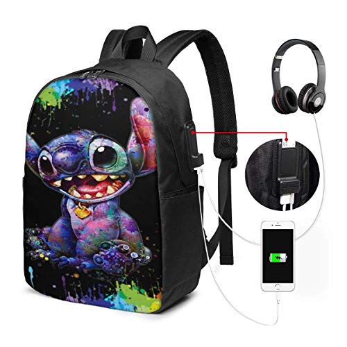 FGHJY Mochila para computadora de Viaje STI TCH Tie Dyed para Libros con Puerto de Carga