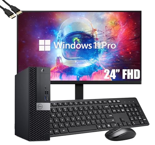 Image of Dell OptiPlex 7050 SFF Desktop Computer PC with New 24 inch FHD Monitor, Intel Core i5-7500, 16 GB RAM, 512 GB SSD, Keyboard & Mouse, Windows 11 Pro (Renewed)