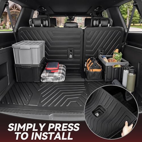 Image of YITAMOTOR Floor Mats for Ford Expedition 2018-2024 7-Seater (Not for Max) | Custom Fit All Weather TPE Mat, 18-24 Ford Expedition 7 Seats XLT Accessories Floor Liners Full Set, Backrest & Cargo Liner