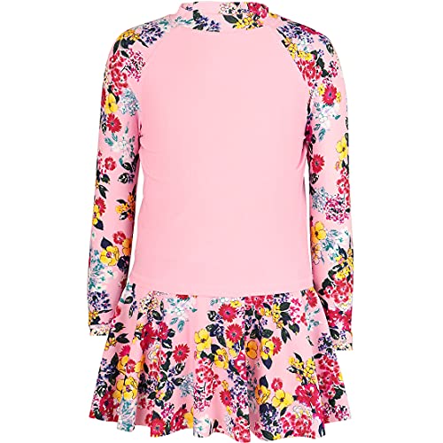 Julysand Girls Rash Guard Set Pink Flowers Modest Swimwear Long Sleeve Two Piece Swimsuit with Dress UV Sun Protection Suit2