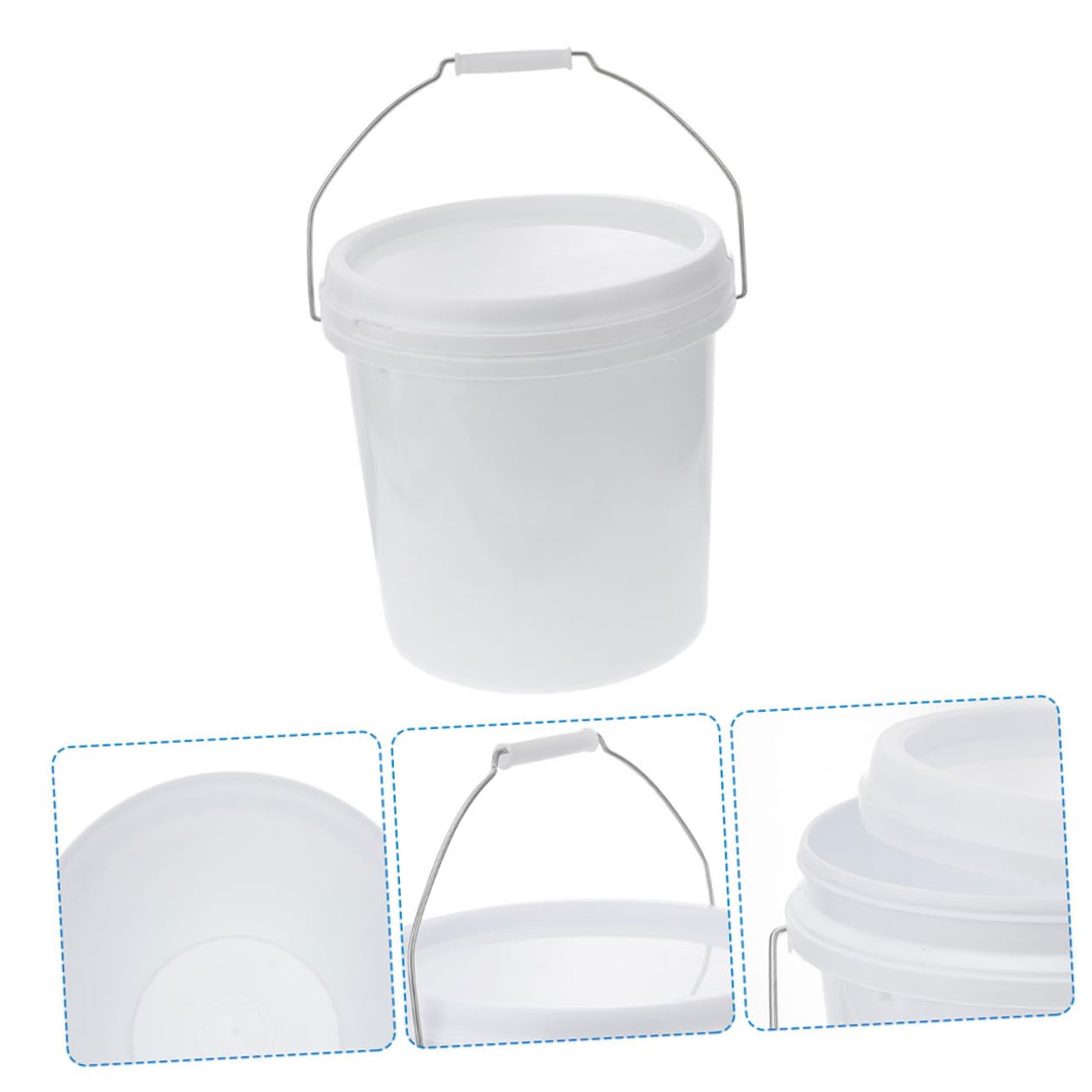 Secchio per Pittura Rotondo in Plastica Coperchio 14l Bianco