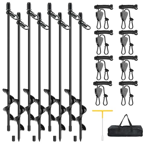 Tent Stakes Heavy Duty, 8 Pack 17.7" Ground Anchors Screw