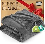 Utopia Bedding Fleece Blanket King Size Grey 300GSM Luxury Anti-Static Fuzzy Soft Microfiber Bed Blanket (90x102 Inch)