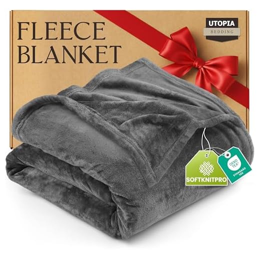 Utopia Bedding Fleece Blanket Queen Size Grey 300GSM Luxury Anti-Static Fuzzy Soft Microfiber Bed Blanket (90x90 Inch)