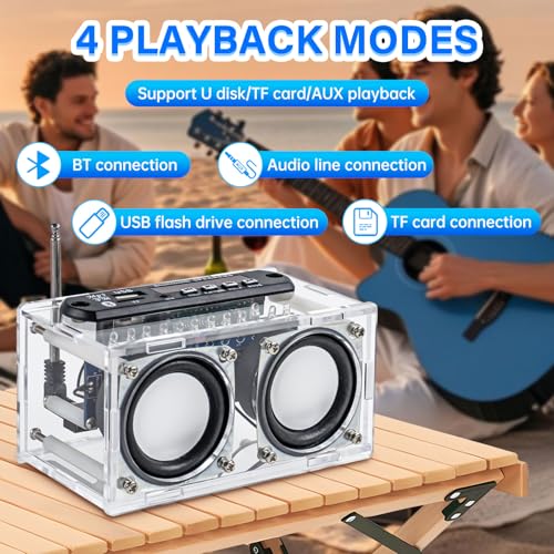 Heemol DIY Lautsprecher Bausatz, Bluetooth Verstärker & Lötbausatz für Radio 87.5-108 MHz mit LCD Display, Spektrum-Anzeige und Fernbedienung Lötübung für Elektronik.