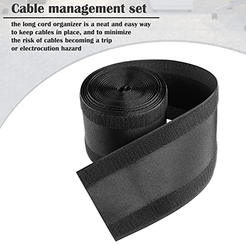 Cubierta para cables de piso Syhood, 2,8 pulgadas x 10 pies, color negro | Diseño adhesivo con velcro, protector de cables para alfombra, gestión de cables en piso, previene tropiezos, ideal para oficinas con alfombra miniatura 5