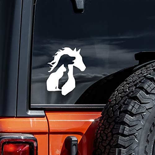 Horse Dog Cat Silhouette Decal Vinyl Sticker Auto Car Truck Wall Laptop | White | 4