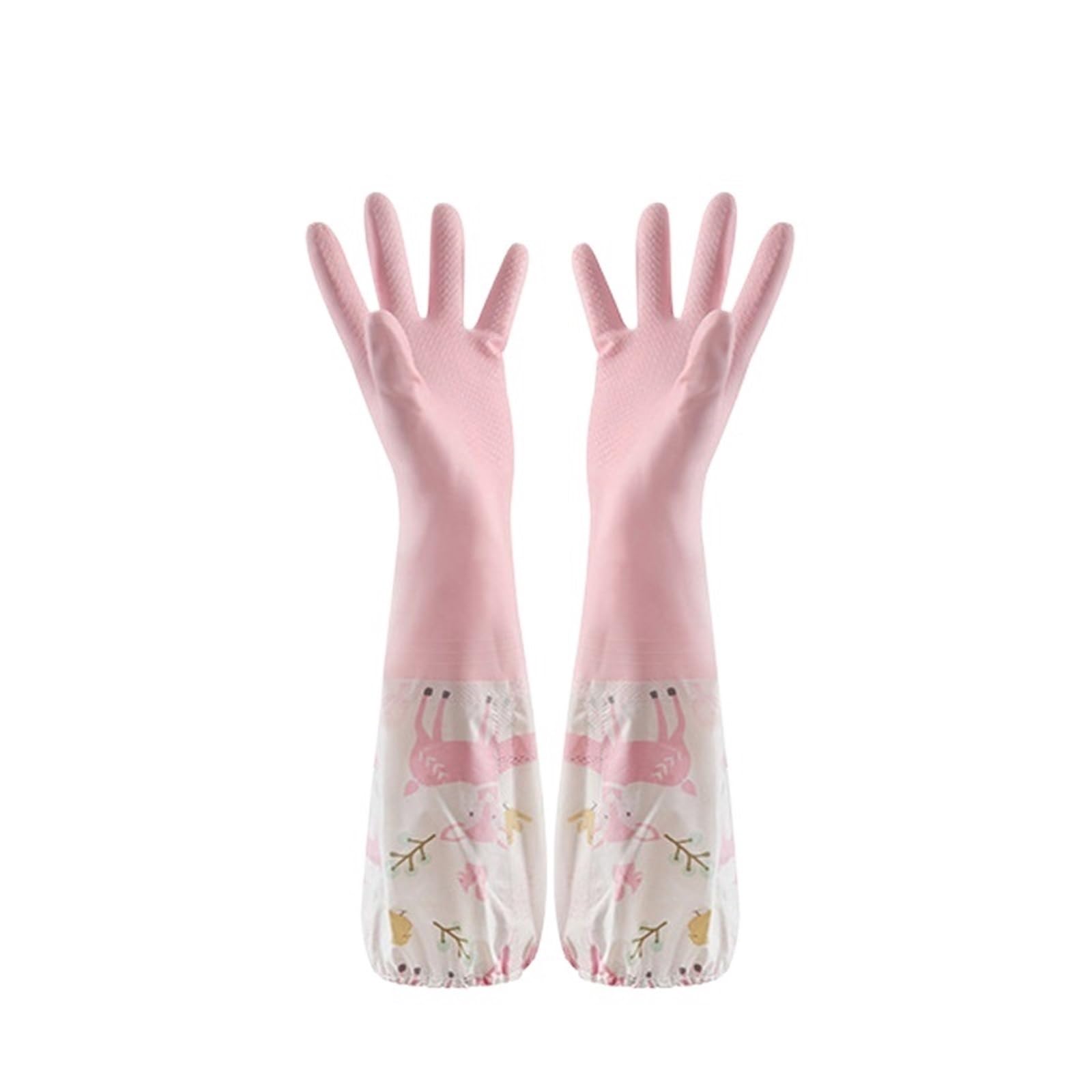 Guantes Limpieza Guantes for lavar platos de una sola capa for tareas domésticas, con funda empalme, impermeables, felpa, banda elástica y goma for la boca