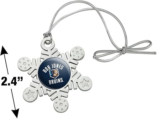 Miniatura 3 de Bob Jones University Bruins Logo Metal Snowflake Christmas Tree Holiday Ornament