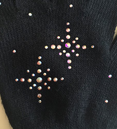 Fashion Every Day Girls Ice Skating Gloves Magic Stretch with Rhinestones Snow Flakes2