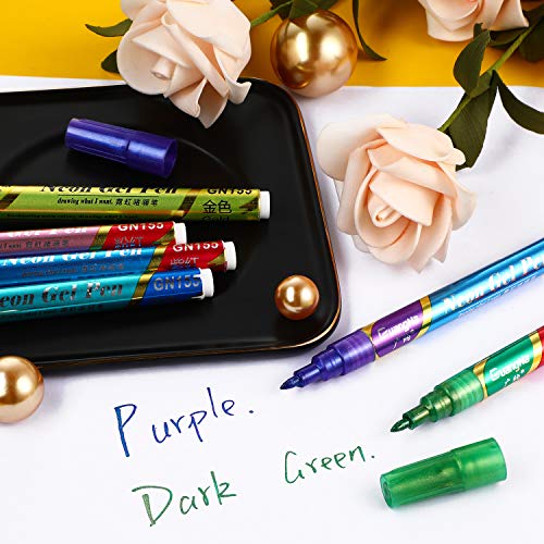 Outus 12 Colors Metallic Marker Pens, Glitter Double-Color Art Paint Marker Metallic Painting Pens For Card Making, Photo Album Drawing, Signature Lettering, Writing #TOP3