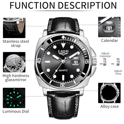 Image of LIGE Mens Roulette Wheel Watches Casino Themed Quartz Analog Watch 3ATM Waterproof Glowing Man Wrist Watches