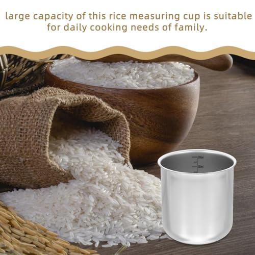 Amosfun Stainless Steel Rice Measuring Cup with Scale 3.14 Inch Large Capacity Kitchen Measuring Tool for Rice Cooker and Cooking