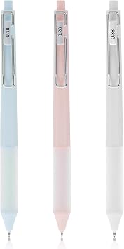 Ymapinc 3Pcs Ultra Fine Point Pens, Black Ink Pens 0.18mm/0.28mm/0.38mm Retractable Smooth Writing Cute Pen with Silicone Grip for Note taking Sketching Drawing Stationery Journaling Stationery