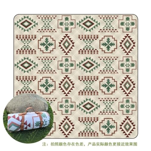 BRZU ピクニック用の厚い5層の軽量防水断熱キャンプマット、ポータブル、軽量、防湿、洗える、折りたたみ可能なビーチブランケット、アウトドアアクティビティ、ハイキング、花見、おしゃれなキャンプに適しています。 (150*200cm,C)