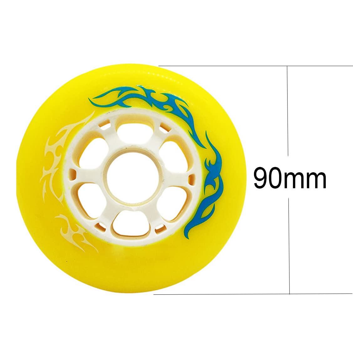 Ruedas de Repuesto para Patines en Línea Exterior Interior O Destinado A Ruedas de Repuesto para Patines, Ruedas de Entrenamiento, Ruedas de Pu Resistentes Al Desgaste de 90 mm, Amarillas, 90 mm