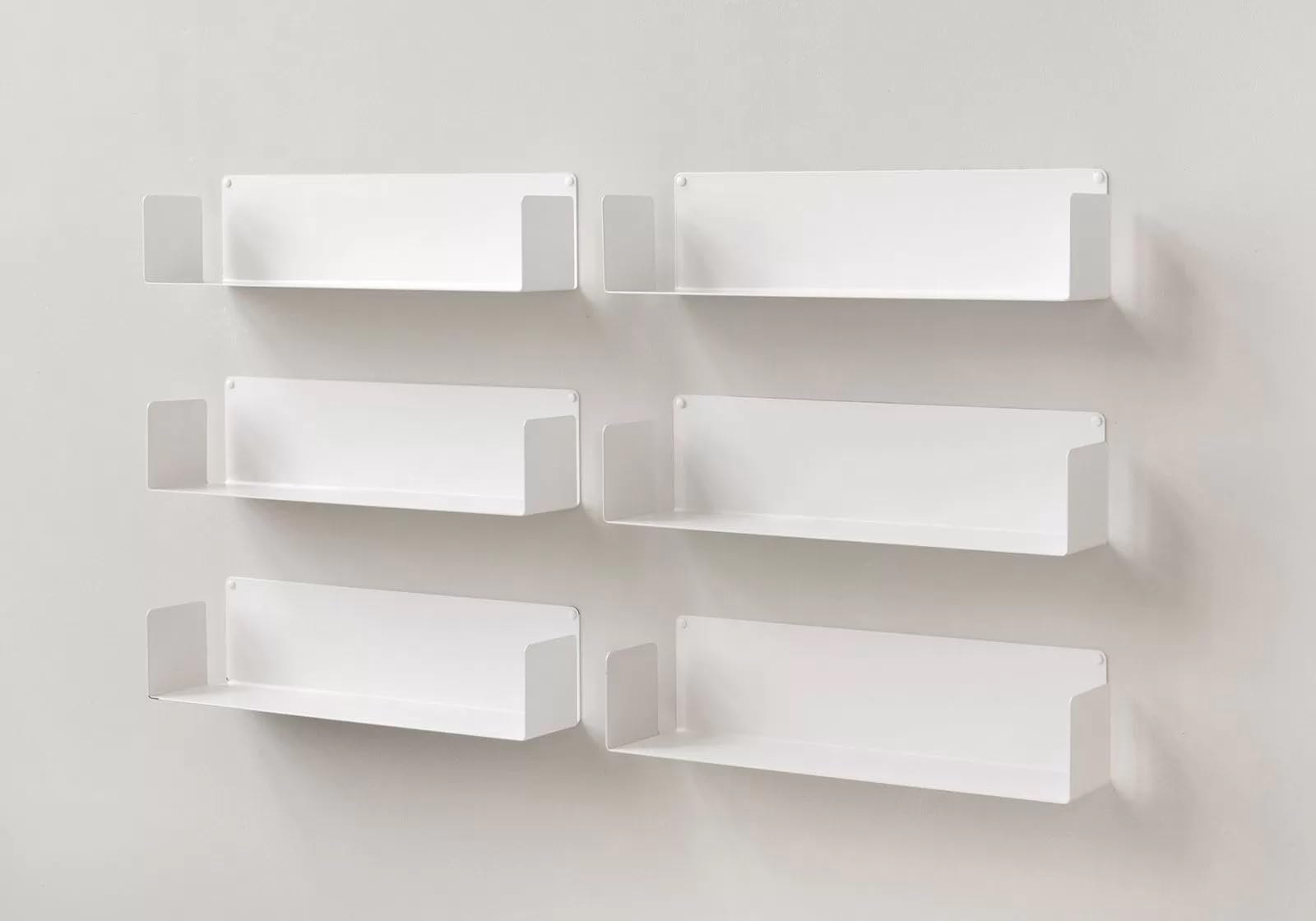 TEEbooks - 6 Estantes de Pared para Libros 60 cm | Estantería Invisible y Minimalista | Librería Flotante | Blanco | Made in Italy | Acero de Calidad | Fácil Fijación