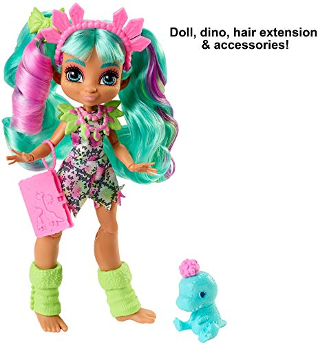 Muñeca Rockelle Cave Club Mattel con accesorios y dinosaurio miniatura 3