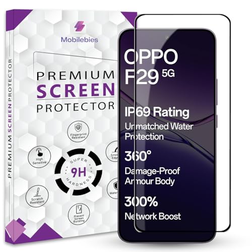 Image of Premium Tempered Glass Screen Protector Guard For Oppo F29 (6.7 Inch, Pack of 1) | HD Clear Screen Guard Edge to Edge Coverage With Easy to installation kit
