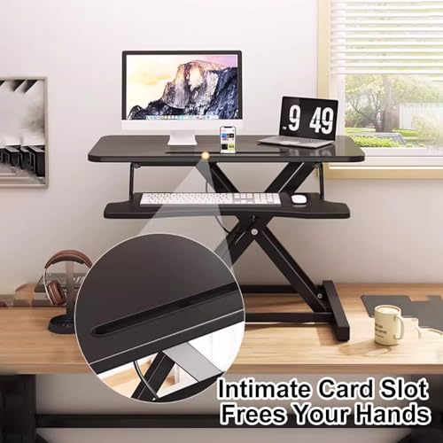 Biurko do pracy na stojąco z regulacją wysokości, ergonomiczne, stojące, z tacą na klawiaturę, stacja robocza na laptopa, do domowego biura