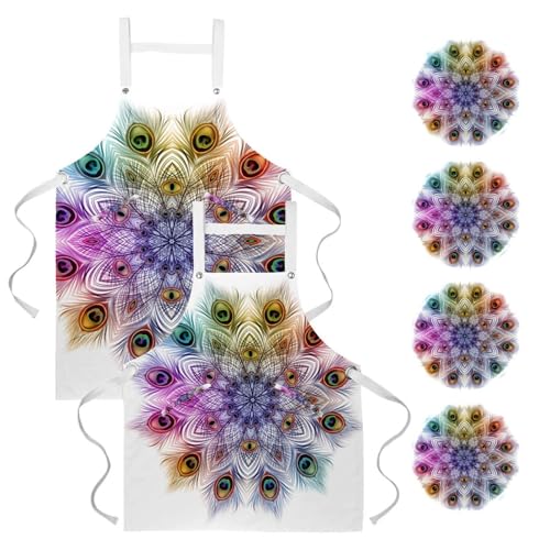 Tablier de cuisine lot de 2 pièces réglables avec broches pour éliminer les salissures de cuisson