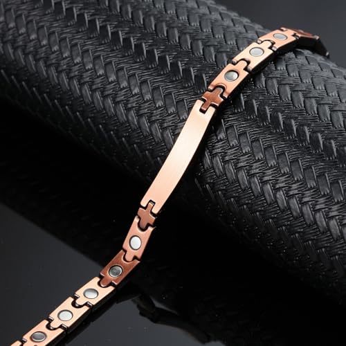 Image of Copper Bracelet for Women 99.9% Pure Copper Crystal Bracelets Link Chain Charm Jewelry Present 3500 Gauss with Adjustment Tool