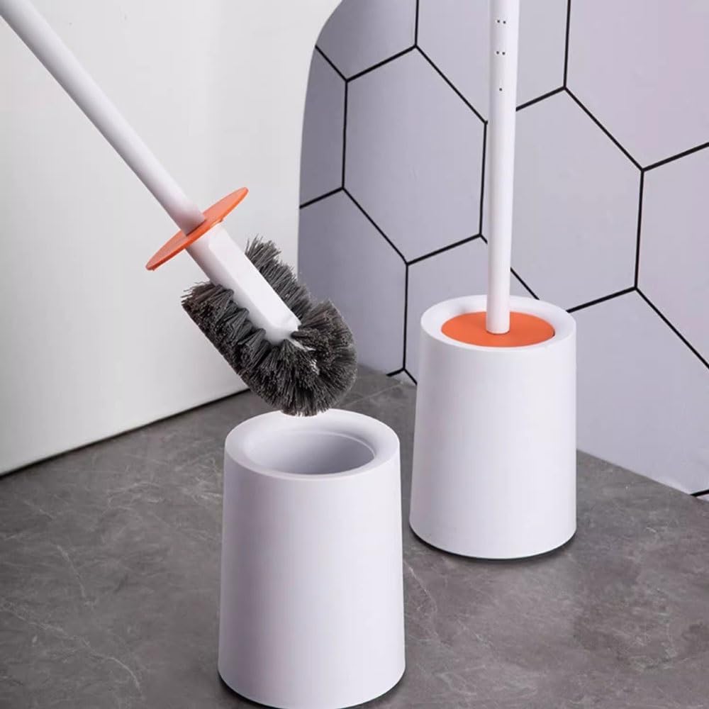 Toilet Brush Holder Long Handle Half Ball Brush Head with Lid Toilet Brushs Floor Standing