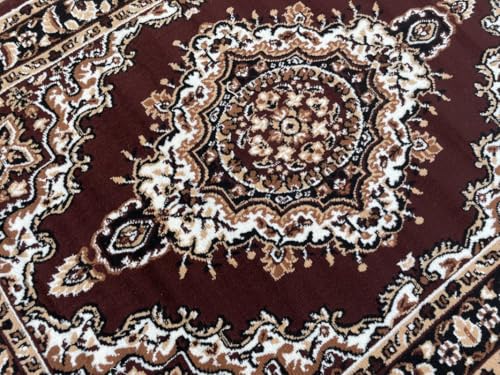 Image of TTC THREAD & TEXTURE CARPET Traditional Comfort: Power-Loomed Carpets for Living Room- Every Space Area Rug Color Brown Size 4x5.5 Feet (110x173cm)