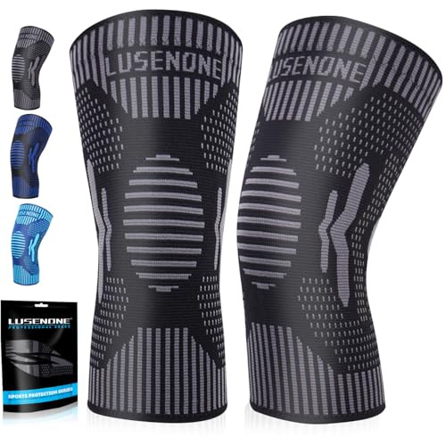 2 Pack Knee Support for Women/Men, Knee Brace Compression Sleeve Support for Arthritis,Knee Pain Relief,Meniscus Tear,ACL,MCL,Joint Pain, Ligament Injury,Tendonitis,Running,Gym,Sports, Black L