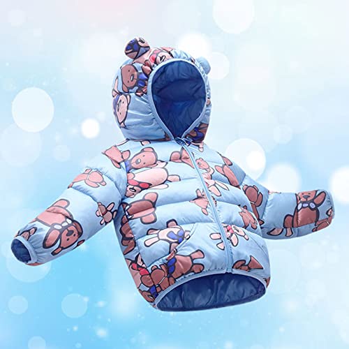Toddler Kids Baby Boys Girls Cartoon Letter Bear Ears Coats Hooded Padded Outwear Winter Warm Jacket (Blue, 4-5 Years)4