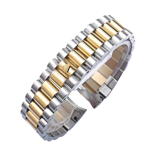 ROUHO Cierre Desplegable Correa de Reloj Hombre Acero Inoxidable Sólido Brazalete Reloj Accesorios para Rolex-Plata Oro 17mm ROUHO Cierre Desplegable Correa de Reloj Hombre Acero Inoxidable Sólido Brazalete Reloj Accesorios para Rolex-Plata Oro 17mm