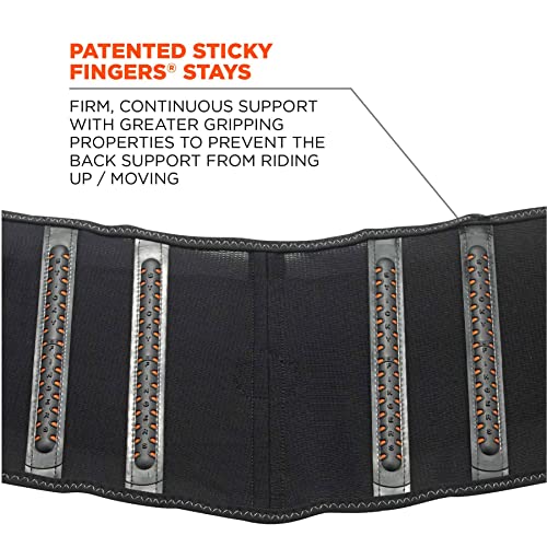 Ergodyne Proflex 2000Sf Back Support Brace, 8.5" Spandex, V-Shape Design And Patented Stays For Added Support, Large,Black #TOP5