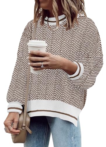 Image of Womens Sweaters Causal Crewneck Batwing Sleeve Knit Top Side Split Oversized Pullover Sweater Loose Jumper