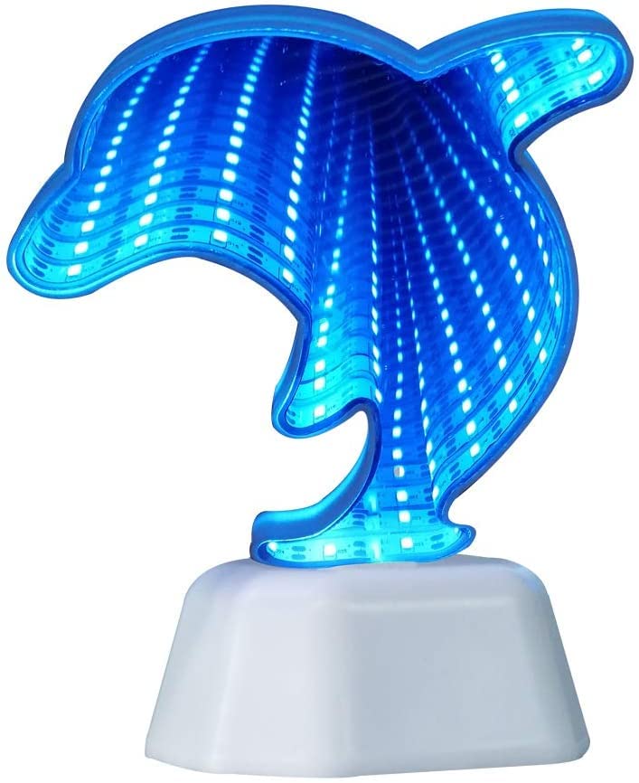 QQY LED Night Lamp, Tunnel Light 3D Infinity Mirror Light Cute Heart Wall Decor Lights for Christmas Party Room Wedding Decor (Dolphin)