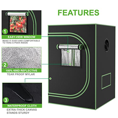 Nova Microdermabrasion 2×2 Grow Tent, Mylar Hydroponic Grow Tent Kit With Observation Window And Floor Tray, 24"X24"X36" High Reflective Lightproof Growing Room For Indoor Plant Fruit Flower Veg #TOP1