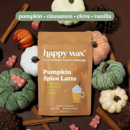 Image of Happy Wax Pumpkin Collection: Natural, Non-Toxic Scented Soy Wax Melts - Total 6oz Variety Pack: Pumpkin Almond Biscotti, Pumpkin Souffle, Pumpkin Spice Latte