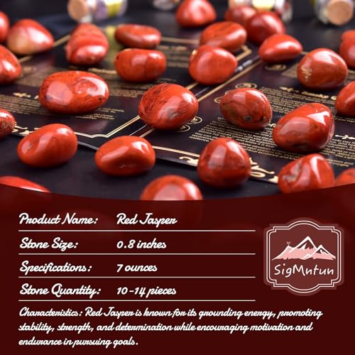 Image of Polished Stone Set Red Jasper Crystals, 0.8 inch Handpicked Tumbled Gemstones Rocks, Pebbles for Reiki, Chakra, Healing, Home Decor