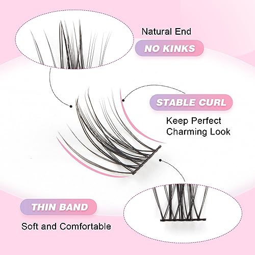 Glowing Win Cluster Lashes Kit DIY Eyelash Extensions Kit with Lash Bond&Seal and Applicator Individual Lashes Set 144PCS Wispy Lash Extensions Reusable C D durl Natural Eye Lashes Mix 8-16mm - Image 4