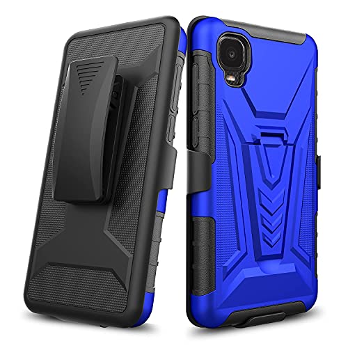 Galaxy Wireless Case For Alcatel Tcl A3 A509Dl / Tcl A30 Case With Tempered Glass Screen Protector Hybrid Cover With Kickstand Phone Belt Clip Holster - Blue #TOP4