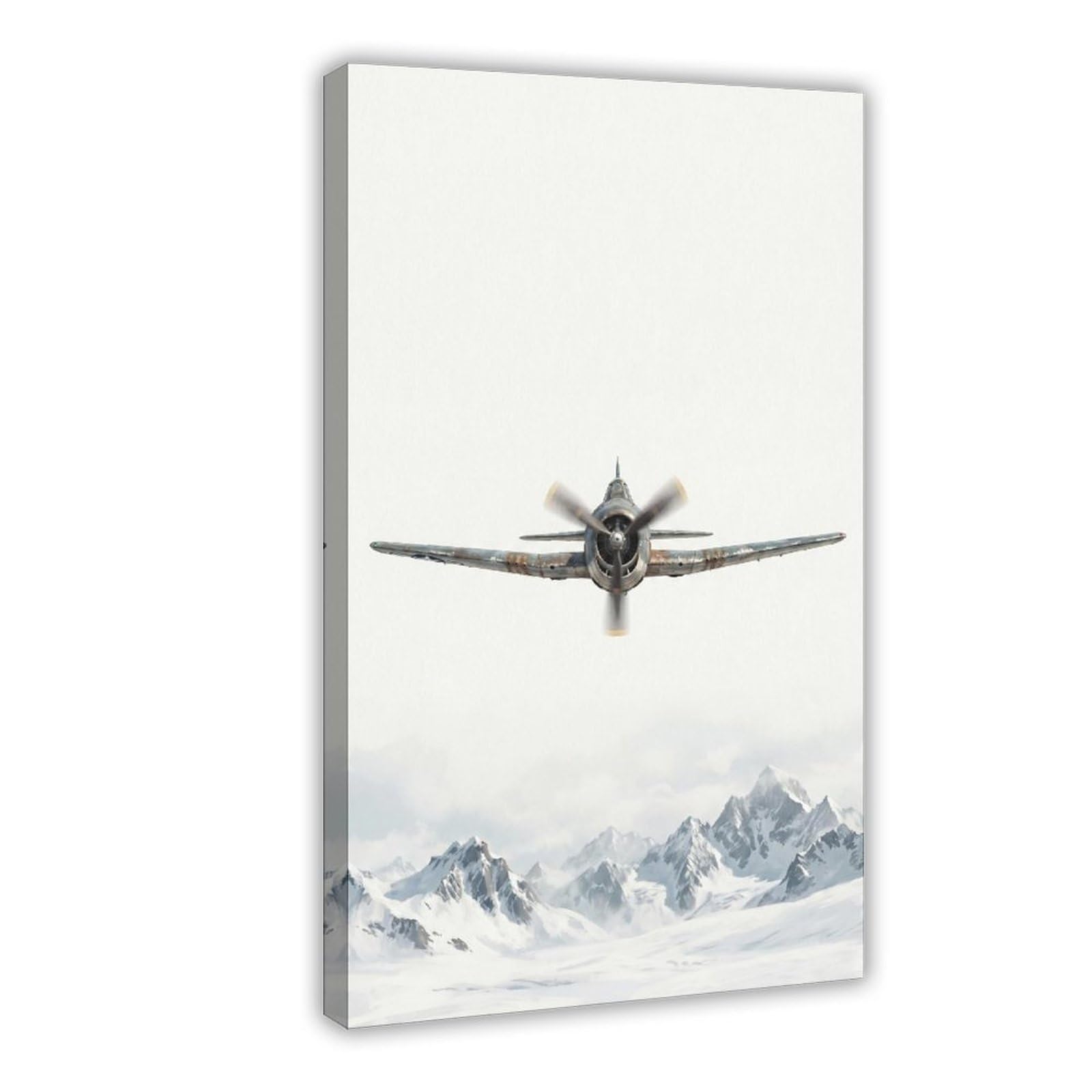 MRYCQ Snowy Mountain Vintage Airplane Poster Canvas Poster for Living Room Decor Gift