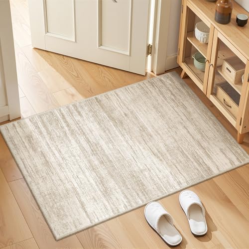 Restydon 2x3 Rug Non Slip, Small Washable Entryway Rug,Brown