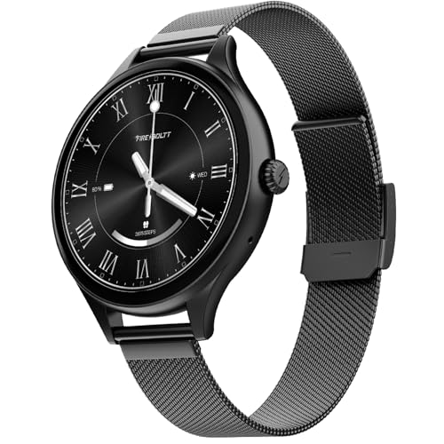 Image of Fire-Boltt Phoenix Air Smart Watch 1.26 inch Round Display, Rotating Button, Wireless Charging, Ultra Lightweight Metal Body, Bluetooth Calling, Smartwatch with Silicone & Mesh Steel Straps Onyx Black