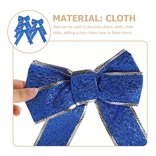 SUPVOX 5pcs Christmas Tree Bows Wrap Bows Pendant Ornaments for Christmas Tree Presents House Decoration(Blue) - Image 2