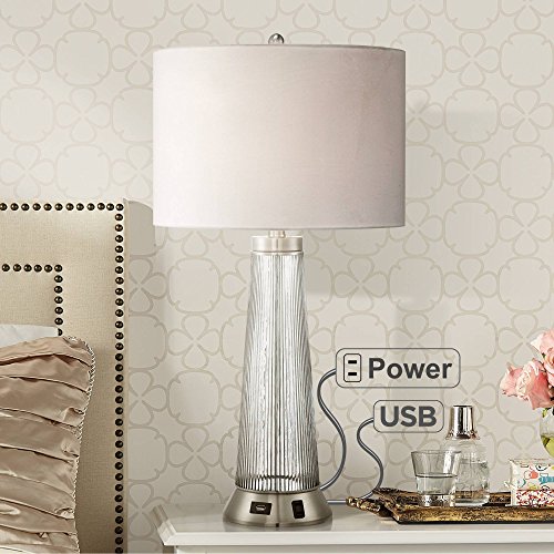 Hamish Modern Contemporary Table Lamp with USB and AC Power Outlet in Base 28