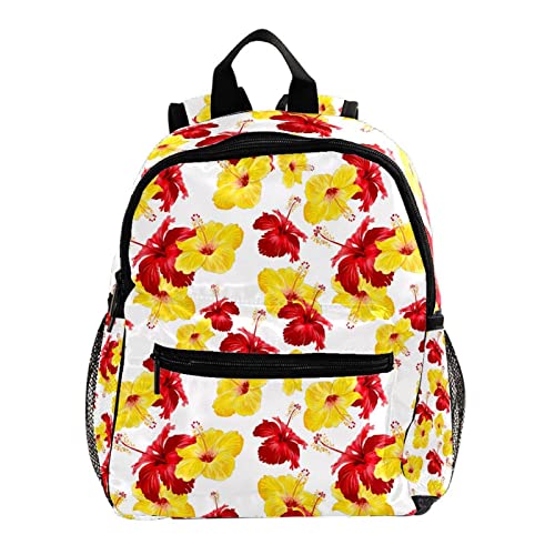 Mochila infantil amarilla flores Hibisco para niños de 3 a 8 años