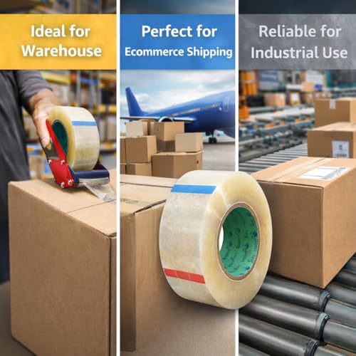 Image of Clear BOPP Packing Tape 3 Inch x 300 Meter Pack of 2 Rolls | Heavy Duty Clear Carton Sealing Tape for Industrial Ecommerce Shipping and Warehouse Use