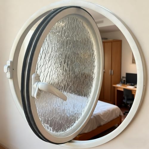 360° Rotating Glass Porthole Window - Tempered Glass Shed Window for Bathroom, Playhouse, Living Room - Customizable Black 70CM/27.6IN